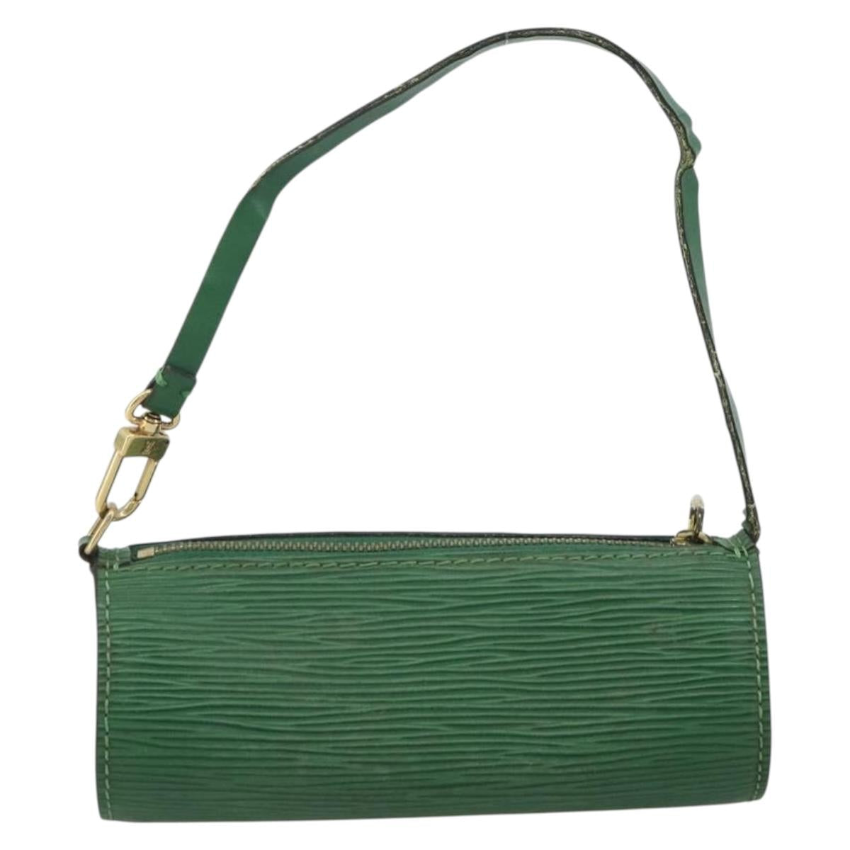 LOUIS VUITTON Epi Soufflot Pouch Green LV Auth 187622