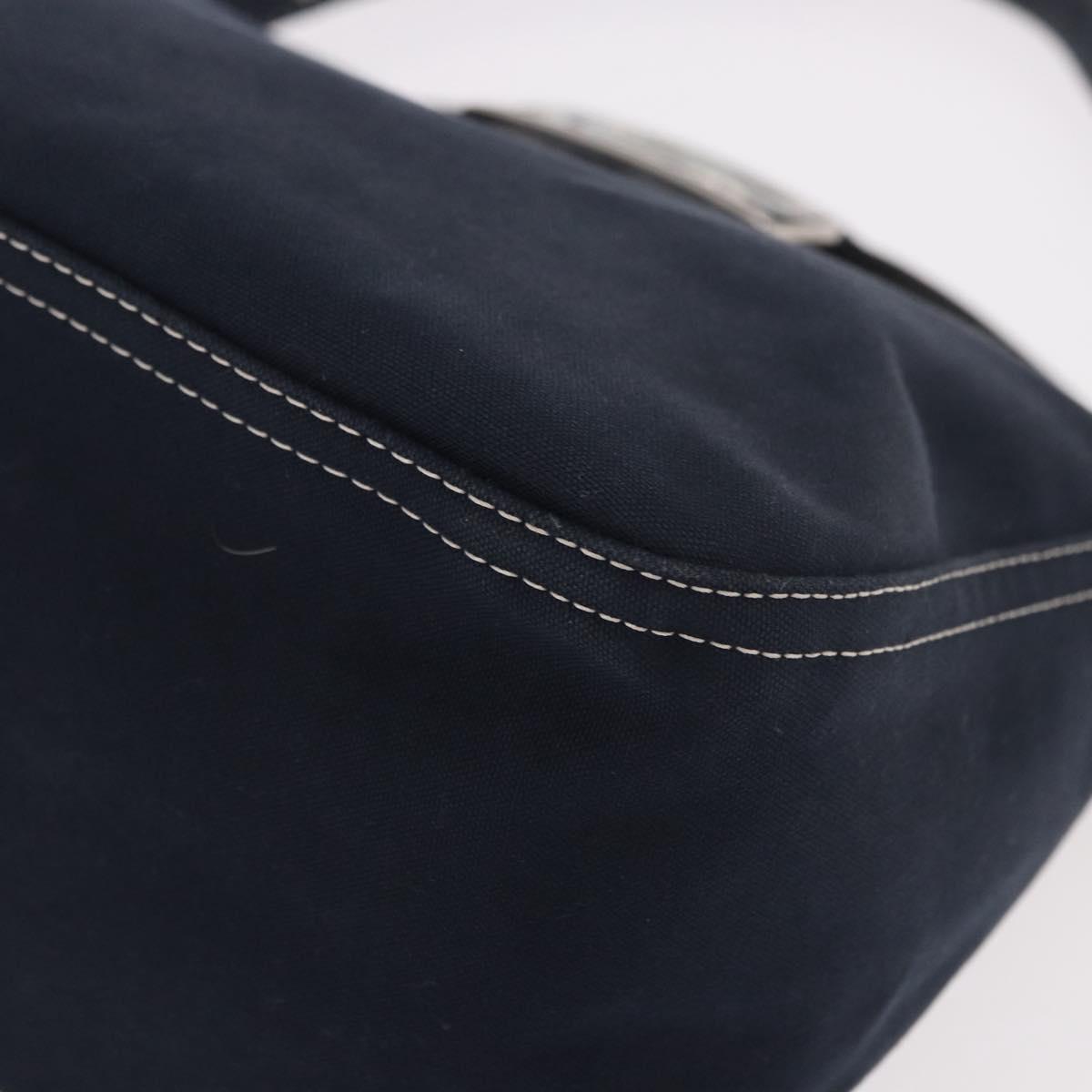 FENDI Mamma Baguette Shoulder Bag Canvas Navy Silver Auth 187625V