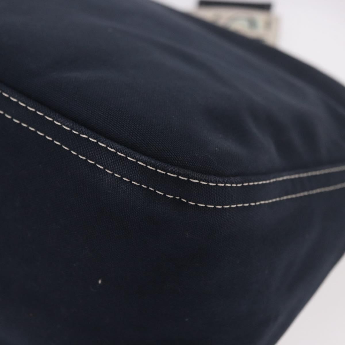 FENDI Mamma Baguette Shoulder Bag Canvas Navy Silver Auth 187625V