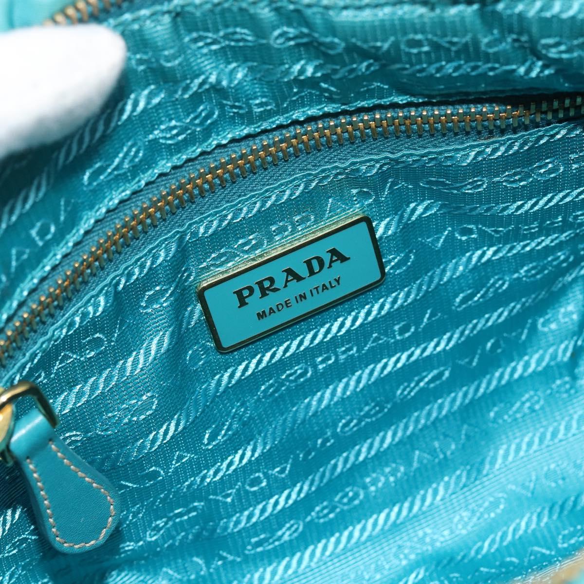 PRADA Shoulder Bag Nylon Blue Gold Auth 187632A