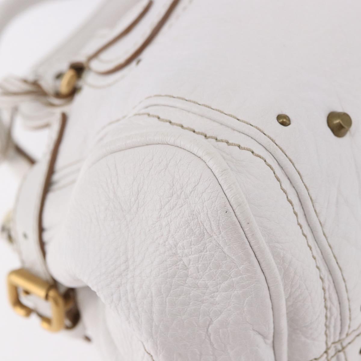 Chloe Paddington Hand Bag Leather White Gold Silver Auth 187633V