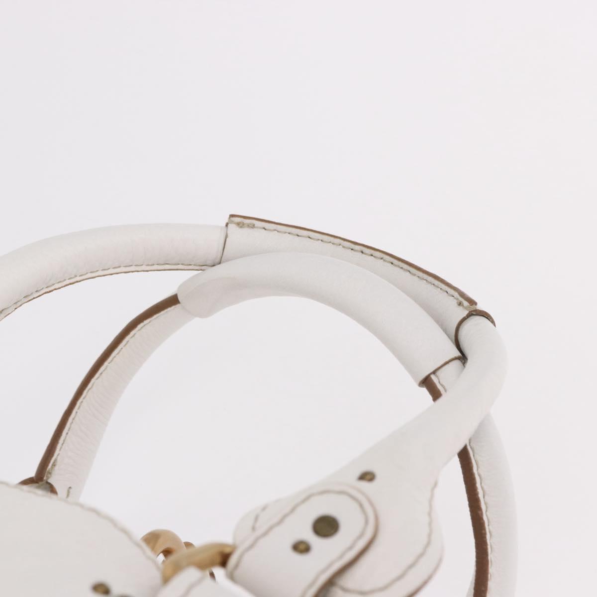 Chloe Paddington Hand Bag Leather White Gold Silver Auth 187633V