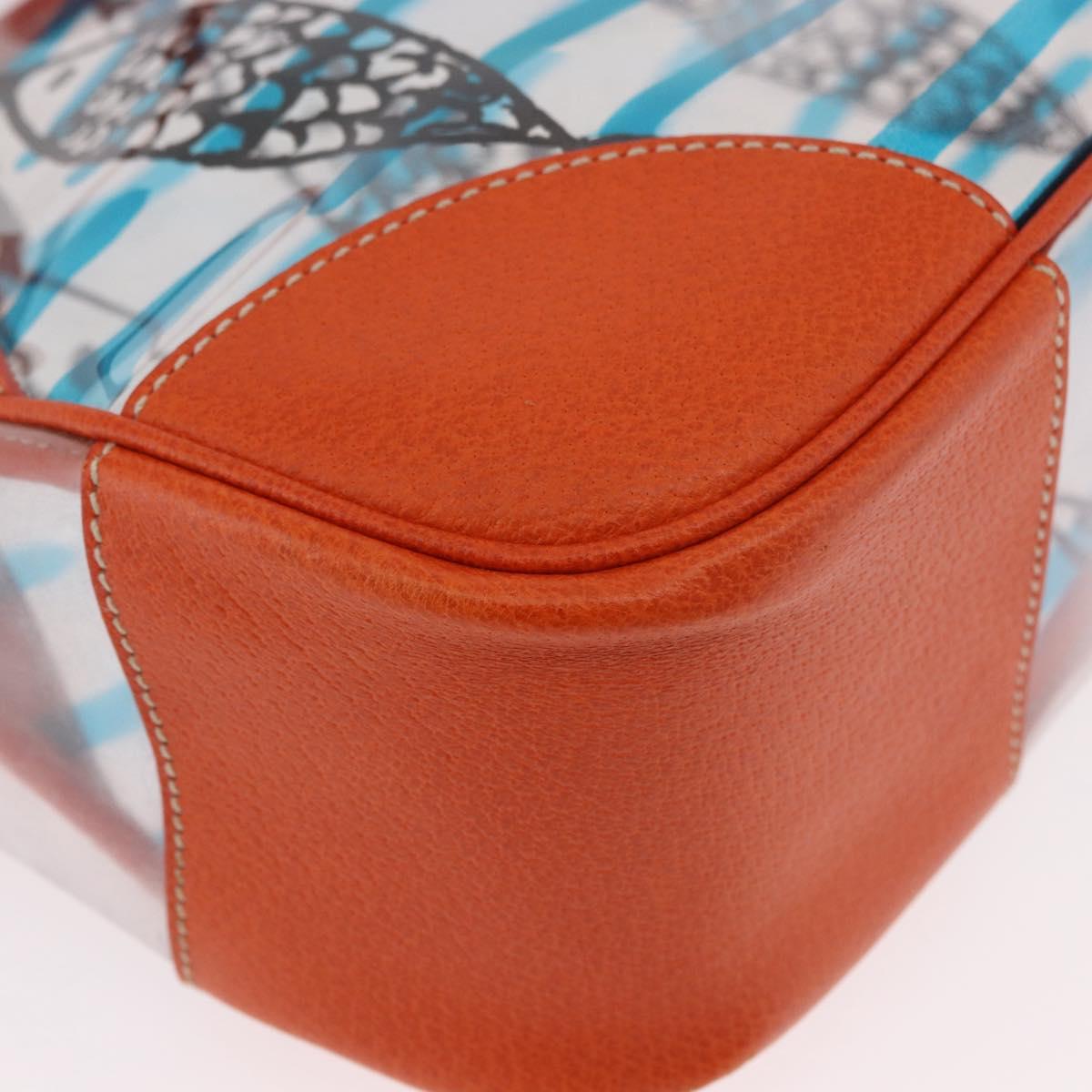PRADA Hand Bag Vinyl Orange Silver Auth 187634A