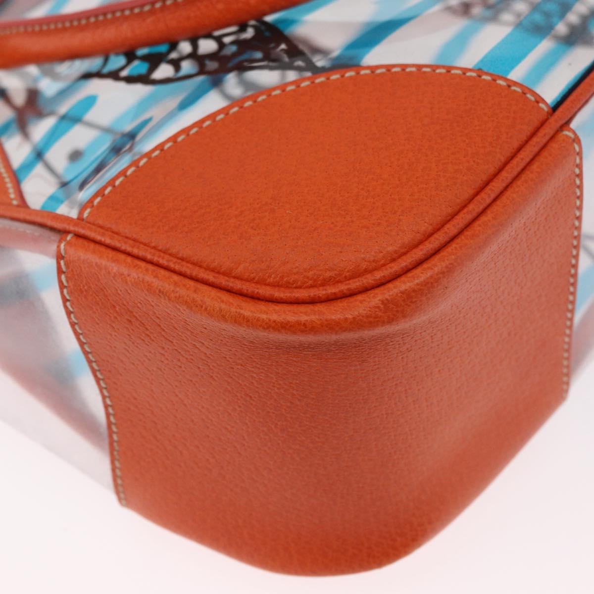 PRADA Hand Bag Vinyl Orange Silver Auth 187634A