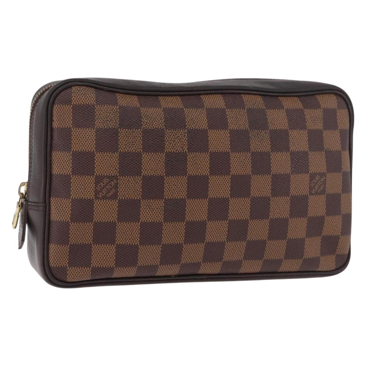 LOUIS VUITTON Damier Ebene Trousse Toilette 25 Clutch Bag N47624 LV Auth 187635