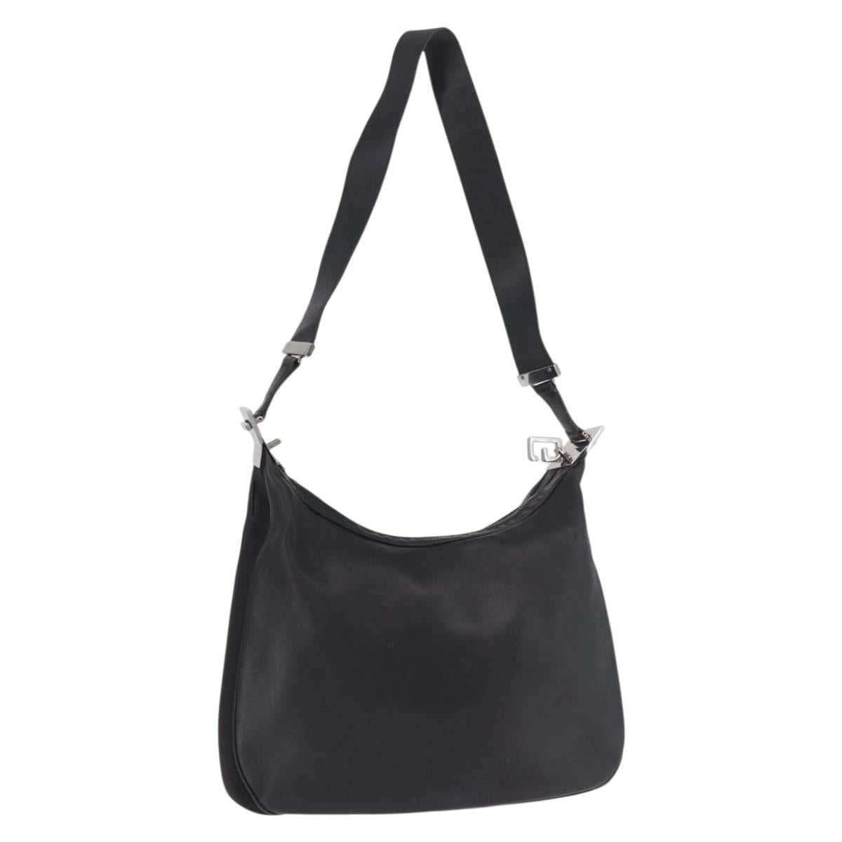 GUCCI Shoulder Bag Leather Black Silver 001 3341 Auth 187636