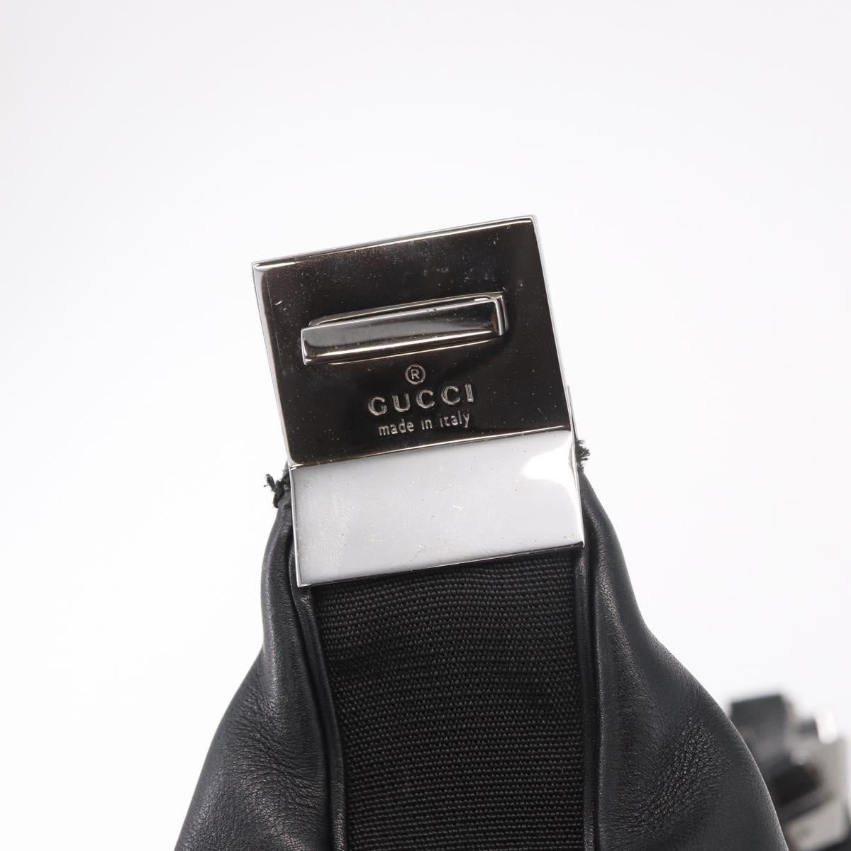 GUCCI Shoulder Bag Leather Black Silver 001 3341 Auth 187636