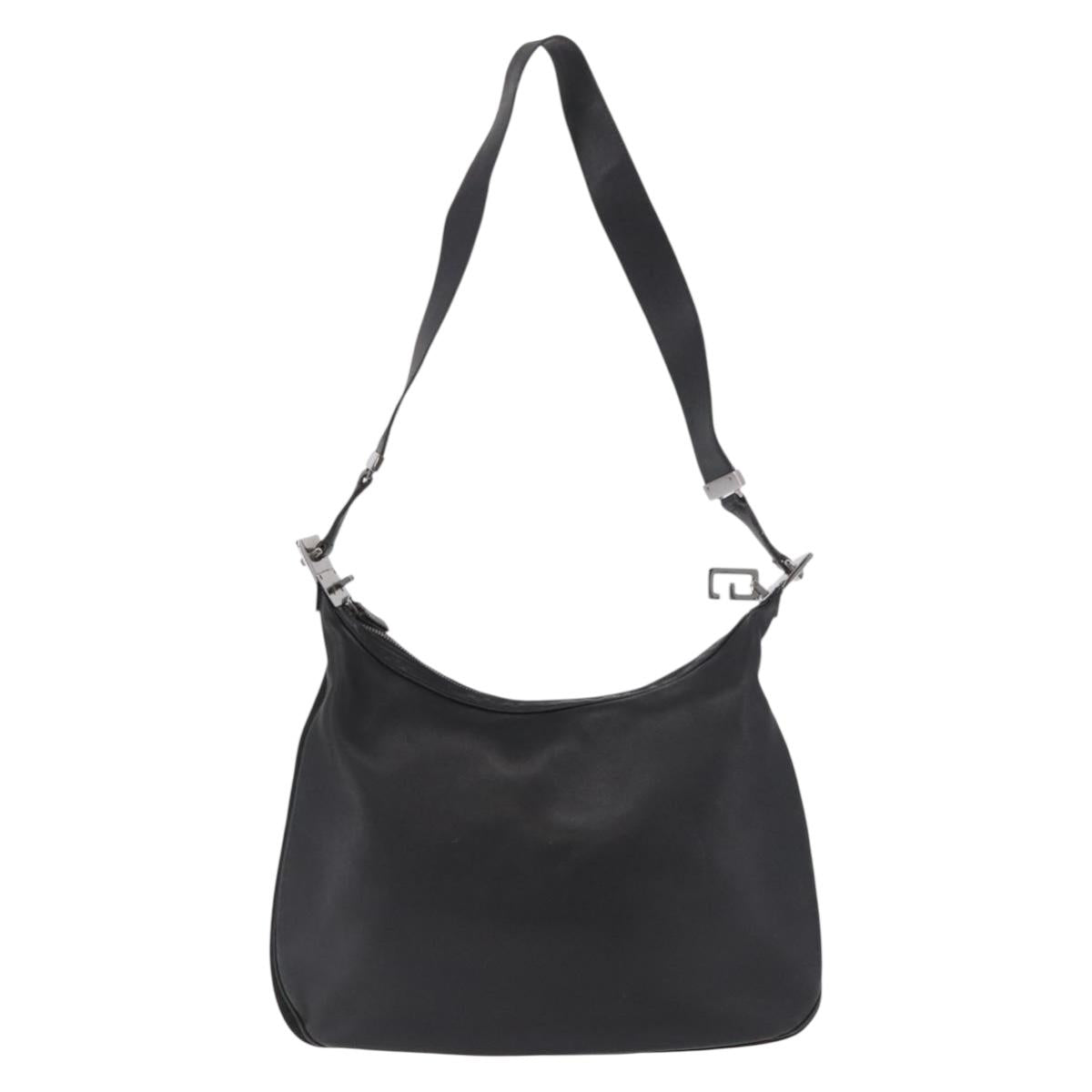 GUCCI Shoulder Bag Leather Black Silver 001 3341 Auth 187636