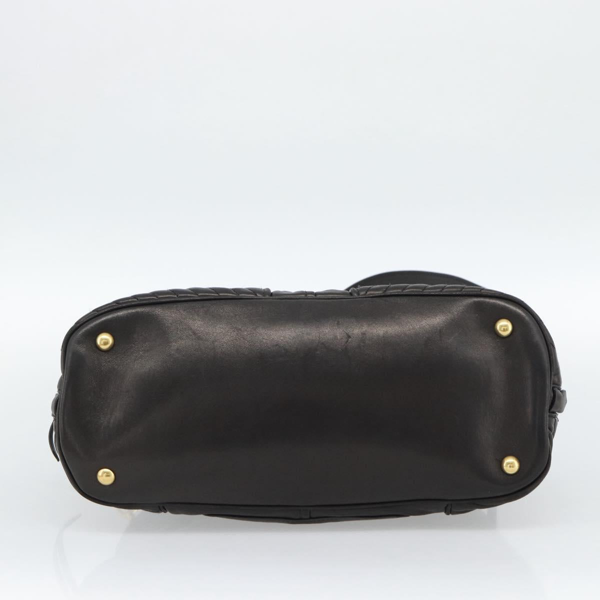 Miu Miu Matelasse Biker Hand Bag Lamb Skin 2way Black Gold Auth 187637V