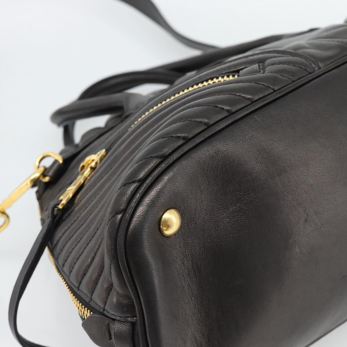 Miu Miu Matelasse Biker Hand Bag Lamb Skin 2way Black Gold Auth 187637V