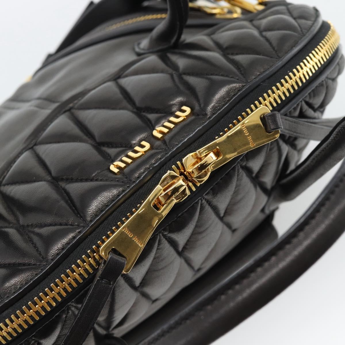 Miu Miu Matelasse Biker Hand Bag Lamb Skin 2way Black Gold Auth 187637V