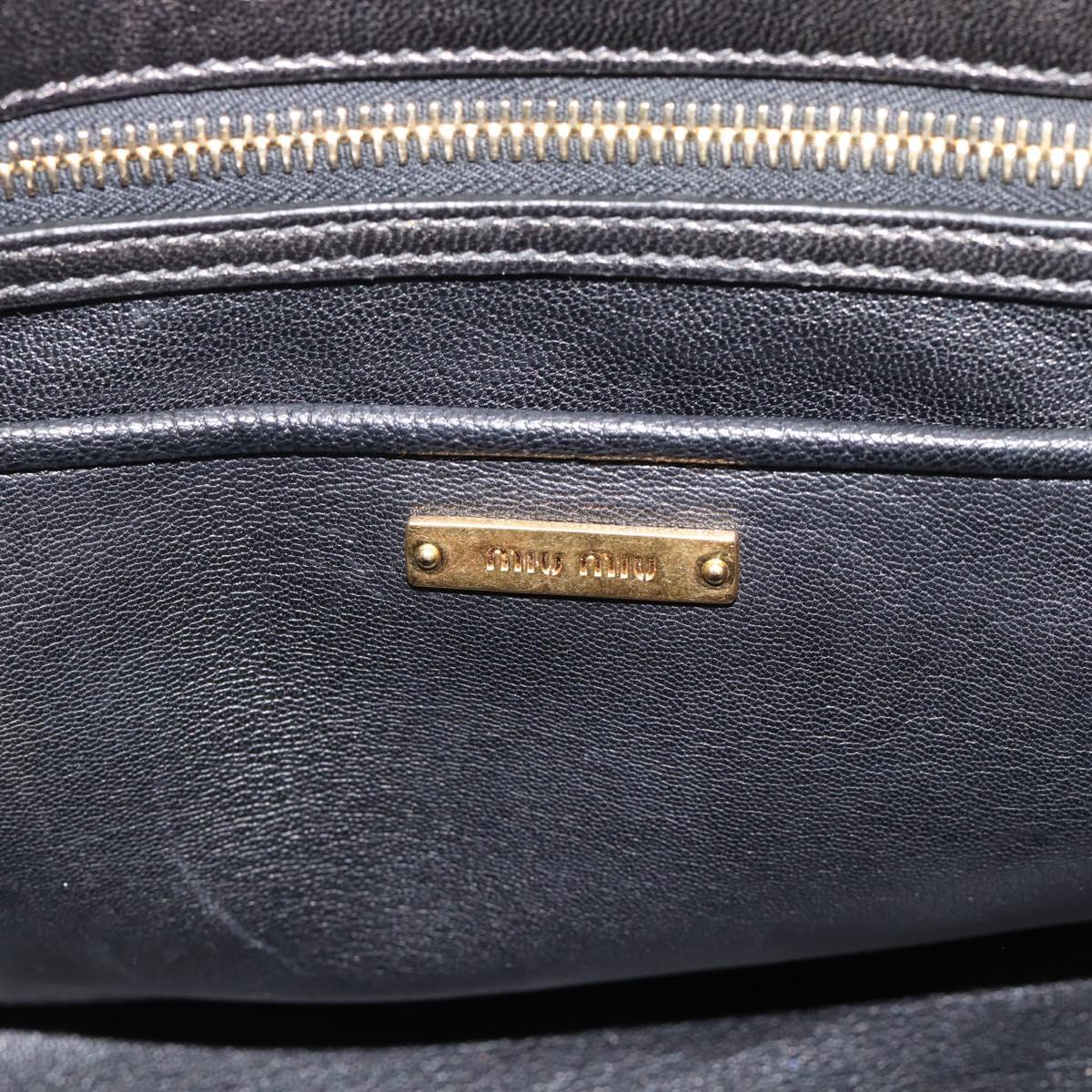 Miu Miu Matelasse Biker Hand Bag Lamb Skin 2way Black Gold Auth 187637V