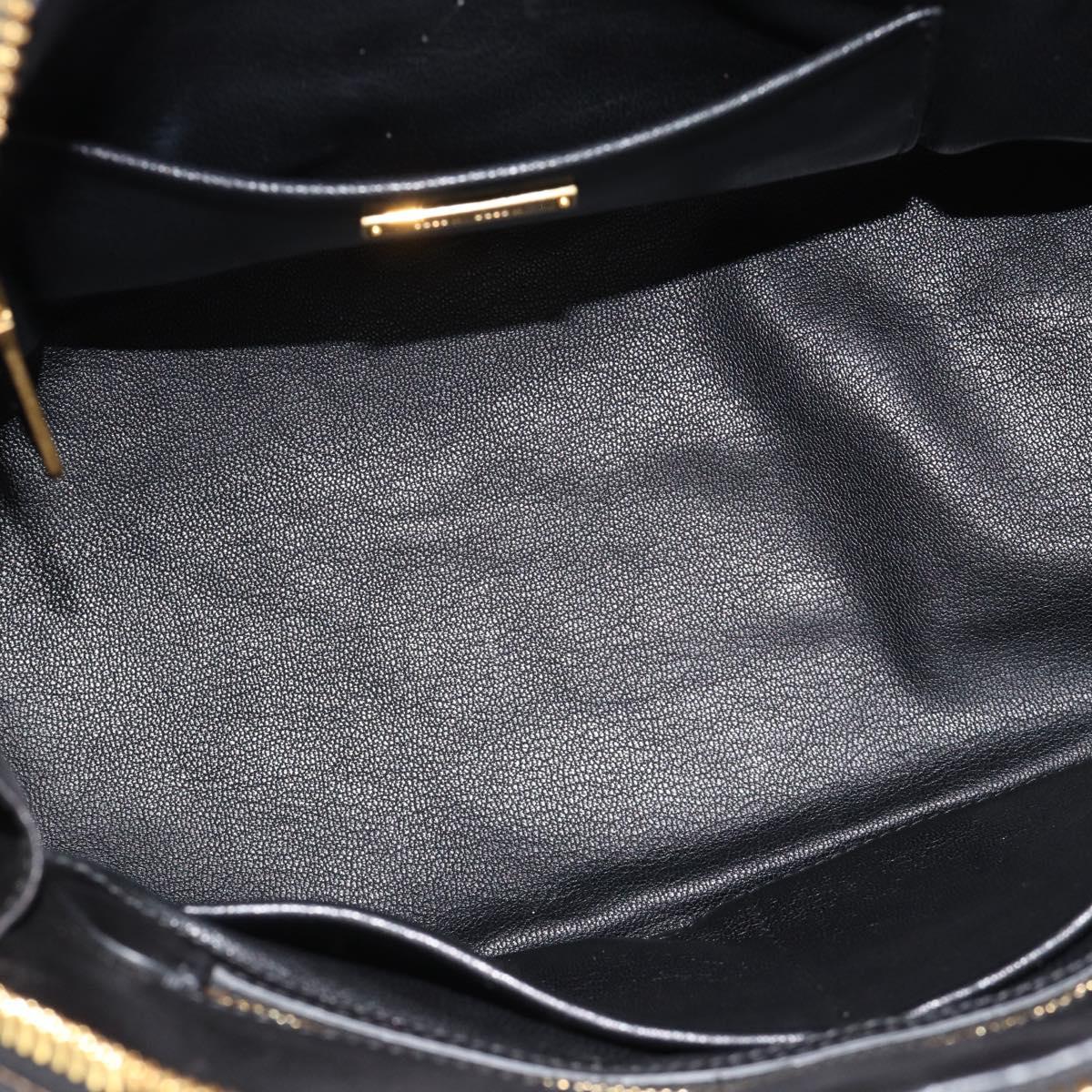 Miu Miu Matelasse Biker Hand Bag Lamb Skin 2way Black Gold Auth 187637V