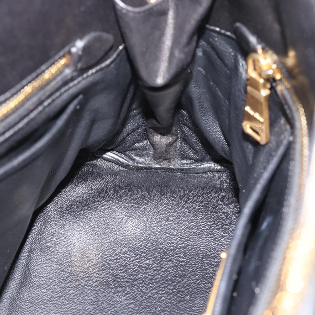Miu Miu Matelasse Biker Hand Bag Lamb Skin 2way Black Gold Auth 187637V