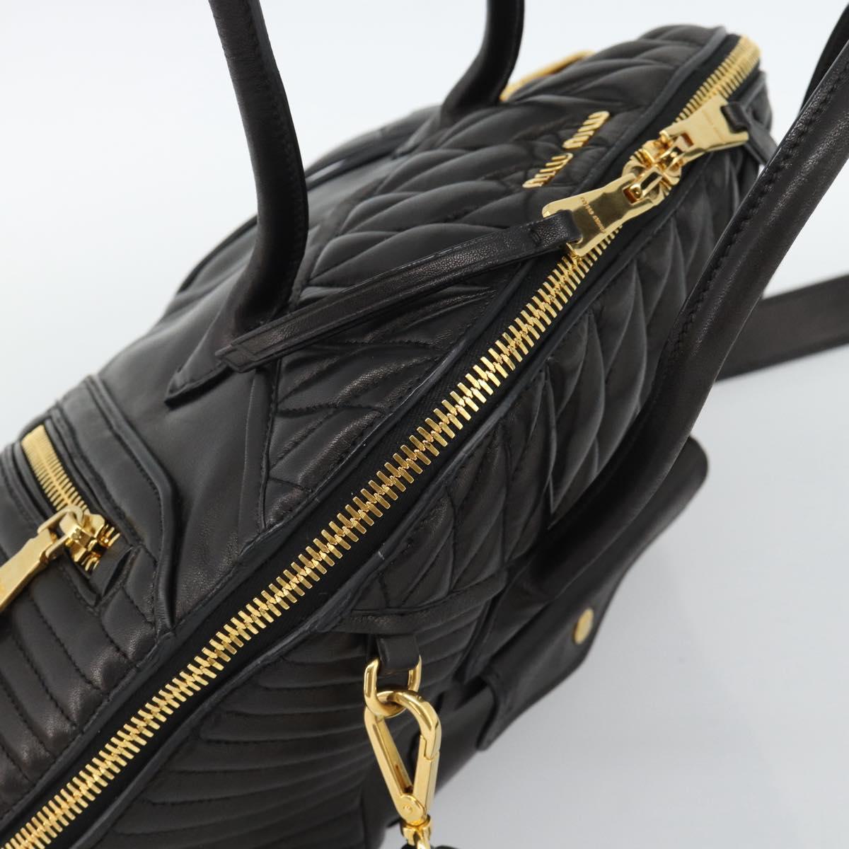 Miu Miu Matelasse Biker Hand Bag Lamb Skin 2way Black Gold Auth 187637V