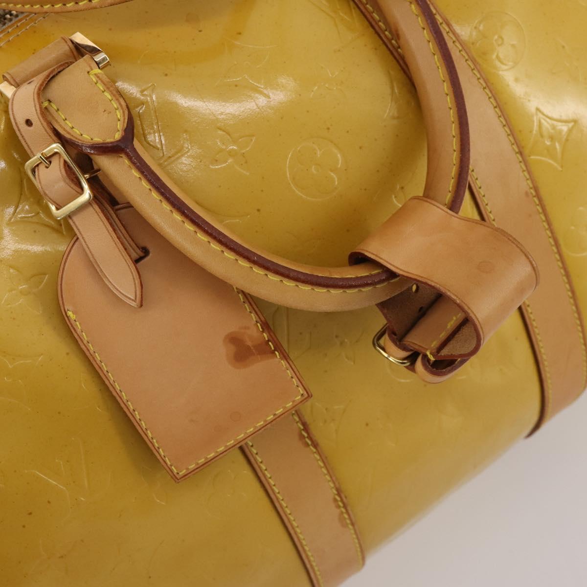LOUIS VUITTON Monogram Vernis Mercer Boston Bag Beige M91000 LV Auth 187638