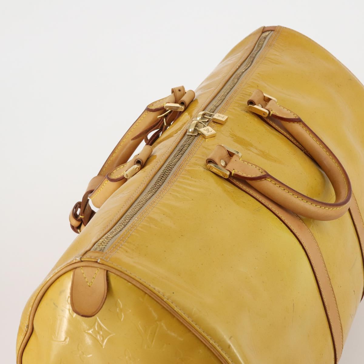 LOUIS VUITTON Monogram Vernis Mercer Boston Bag Beige M91000 LV Auth 187638