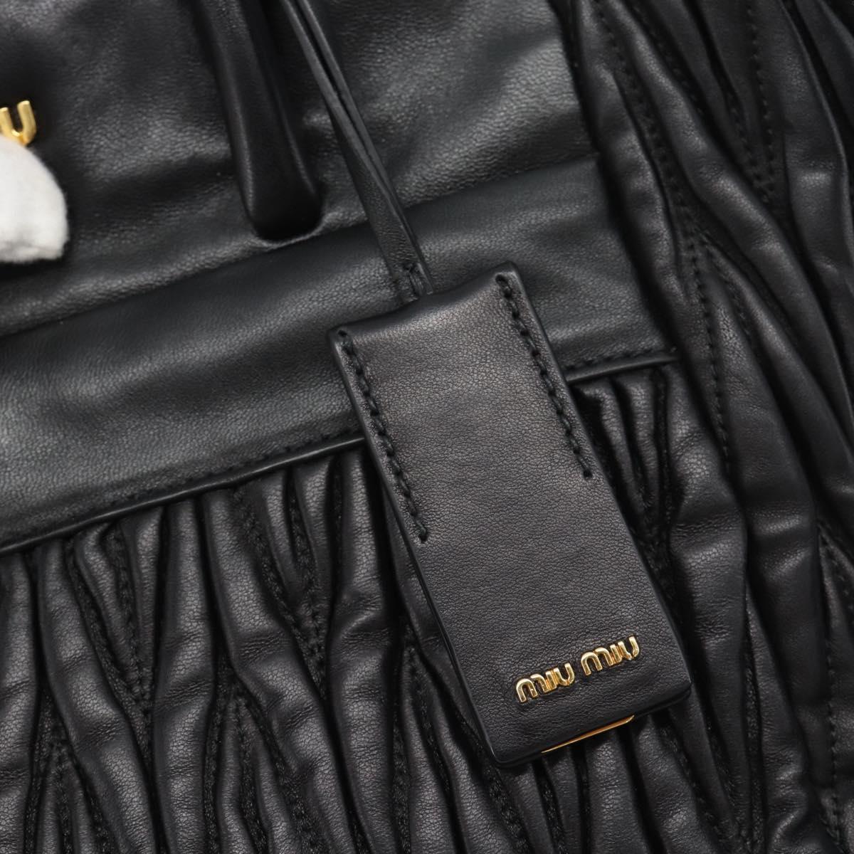 Miu Miu Matelasse Hand Bag Leather 2way Black Gold Auth 187647V