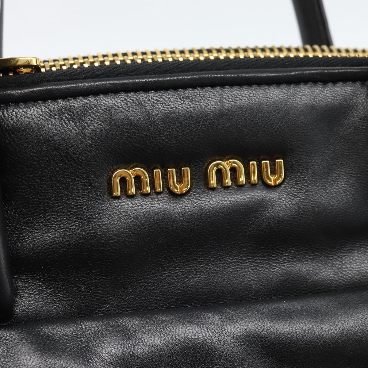Miu Miu Matelasse Hand Bag Leather 2way Black Gold Auth 187647V