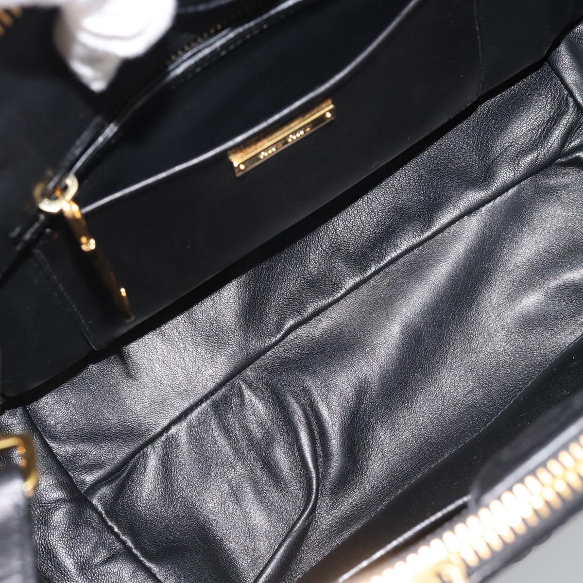 Miu Miu Matelasse Hand Bag Leather 2way Black Gold Auth 187647V