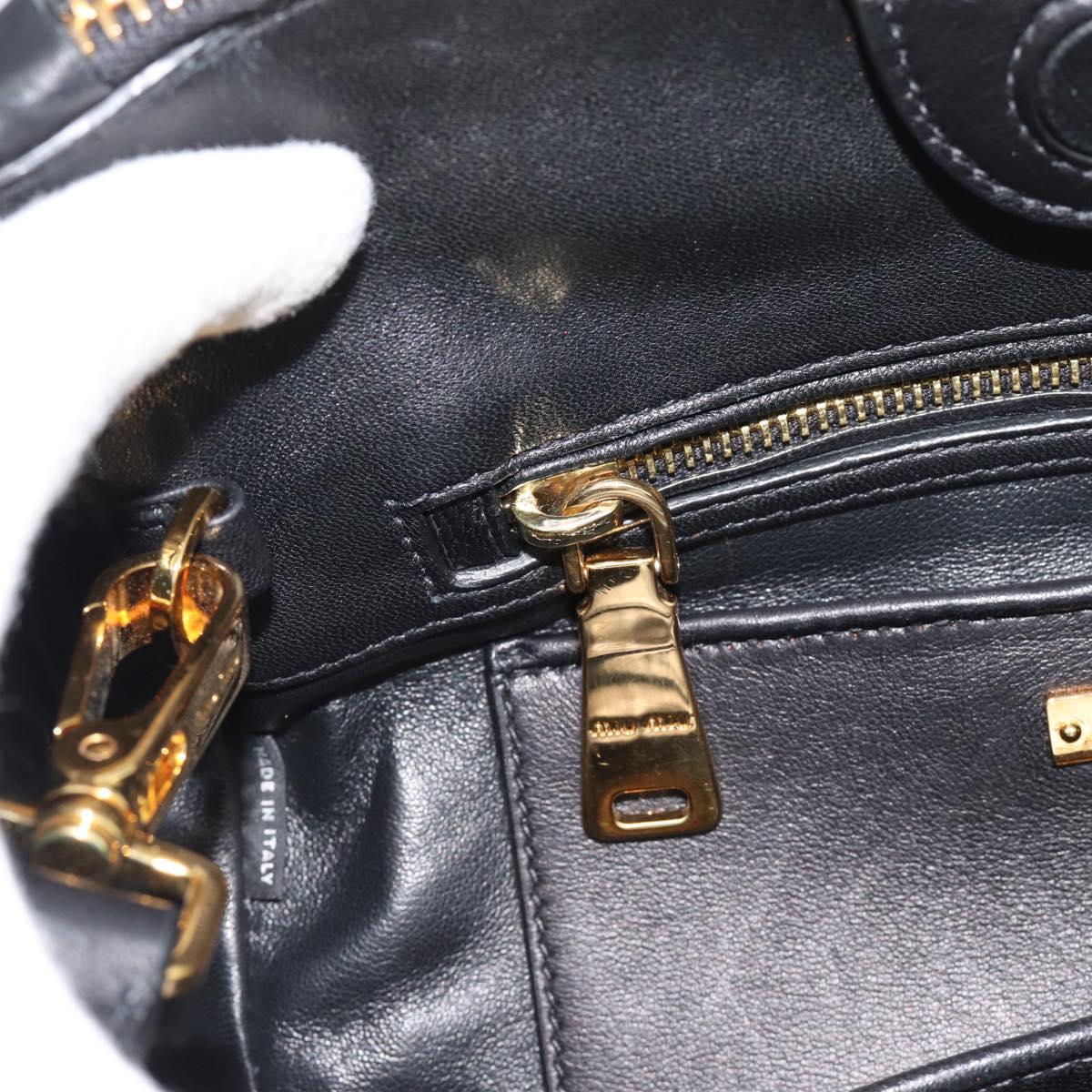 Miu Miu Matelasse Hand Bag Leather 2way Black Gold Auth 187647V