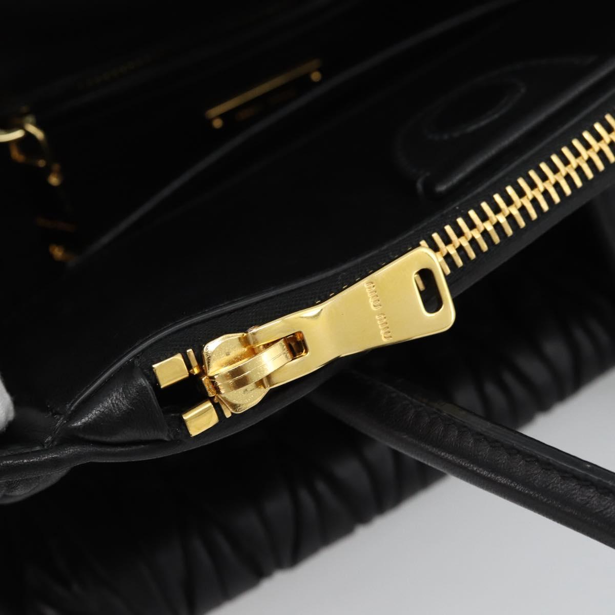 Miu Miu Matelasse Hand Bag Leather 2way Black Gold Auth 187647V