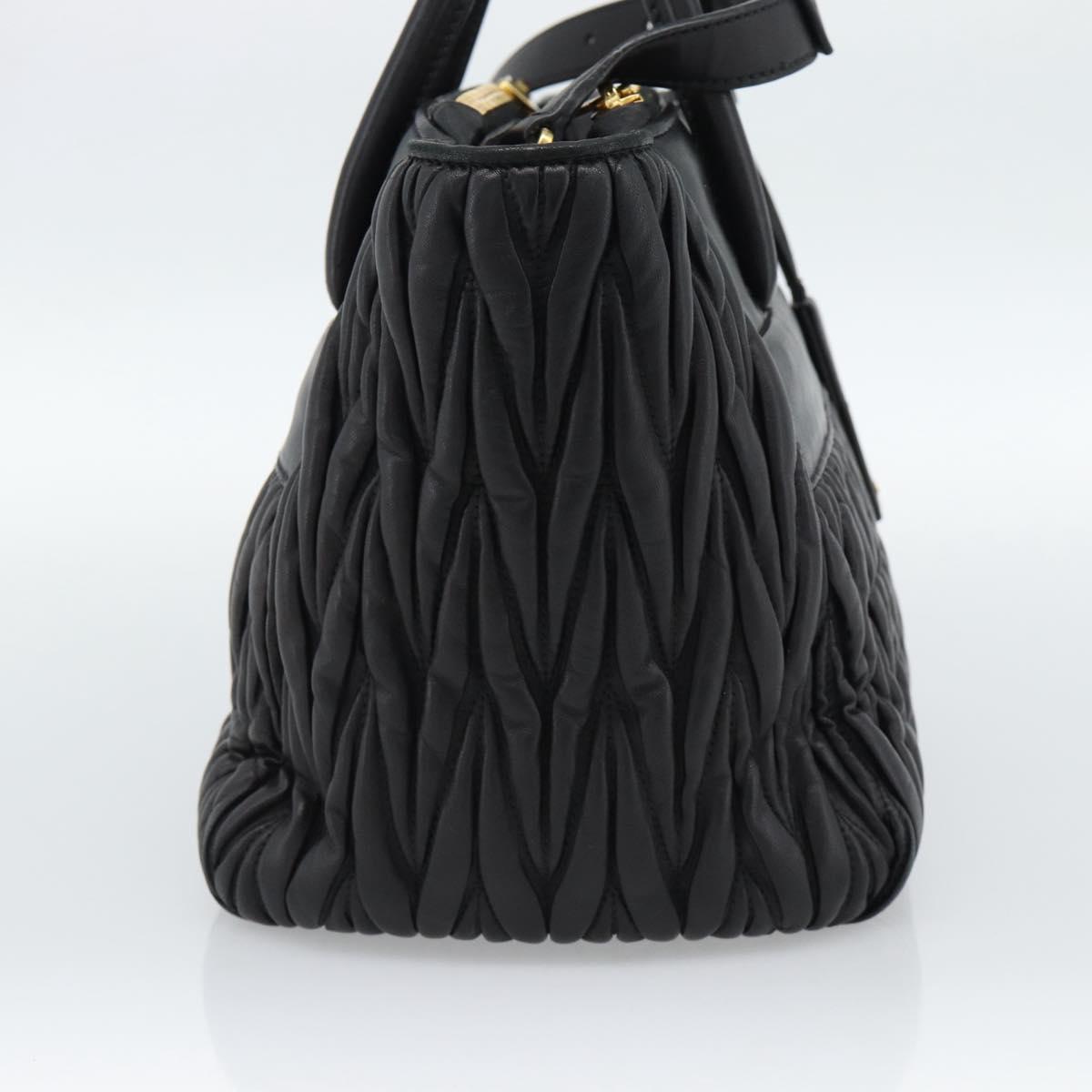 Miu Miu Matelasse Hand Bag Leather 2way Black Gold Auth 187647V