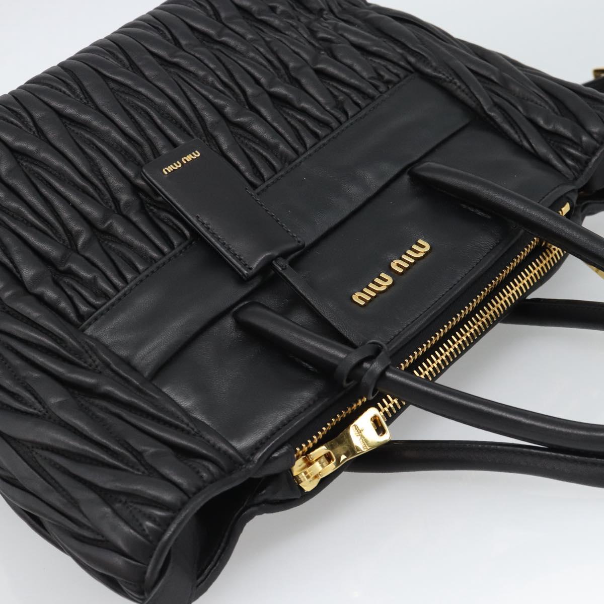 Miu Miu Matelasse Hand Bag Leather 2way Black Gold Auth 187647V