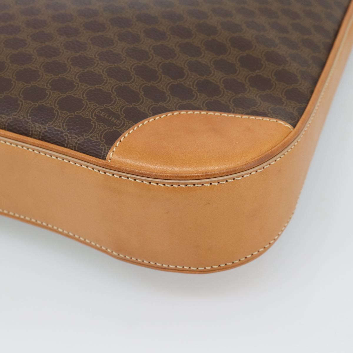 CELINE Macadam Canvas Shoulder Bag PVC Leather Brown Gold Auth 187649V
