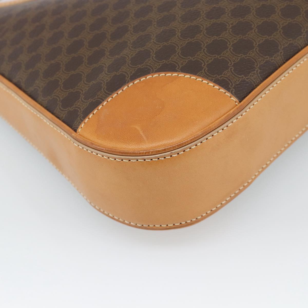 CELINE Macadam Canvas Shoulder Bag PVC Leather Brown Gold Auth 187649V