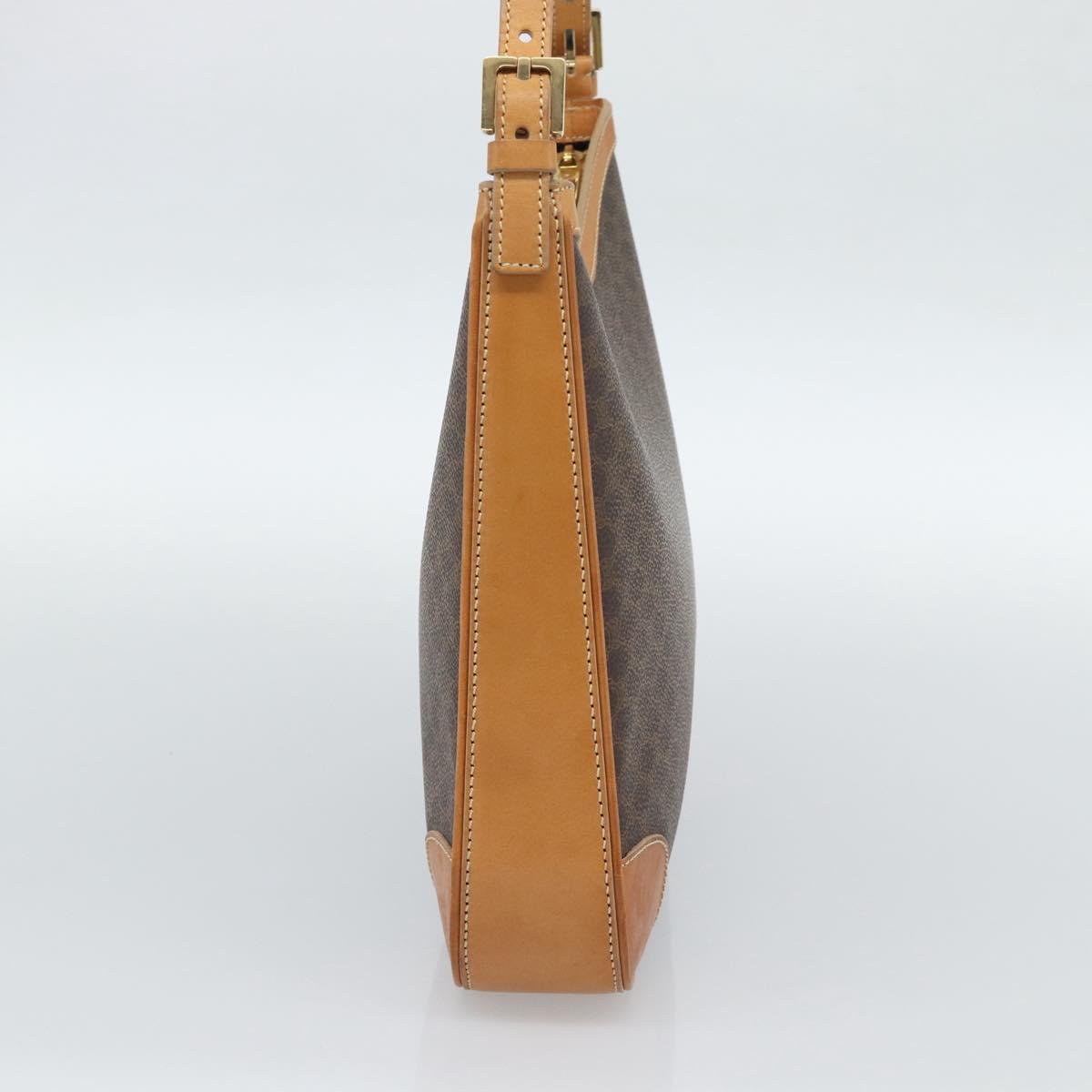 CELINE Macadam Canvas Shoulder Bag PVC Leather Brown Gold Auth 187649V