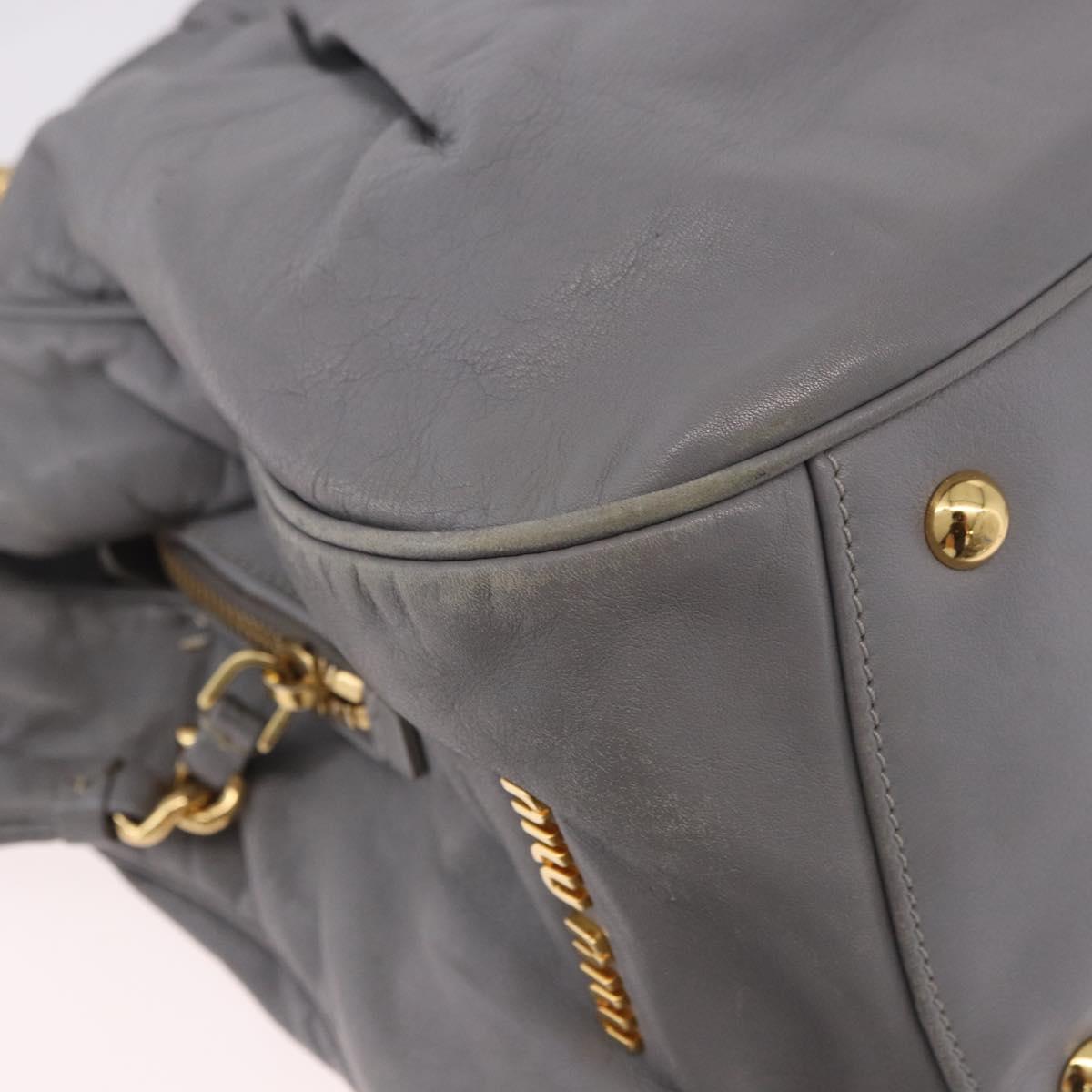 Miu Miu Hand Bag Leather 2way Gray Gold Auth 187651A