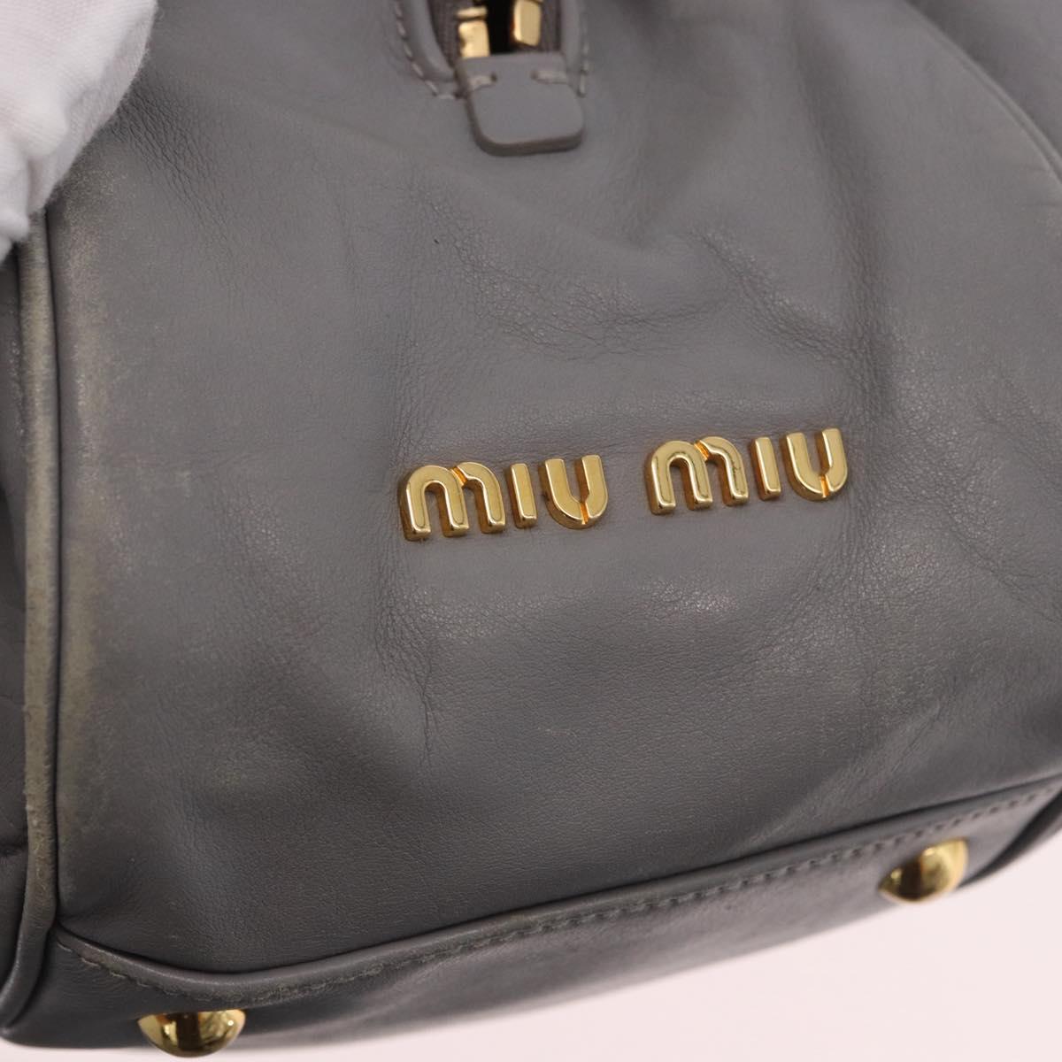 Miu Miu Hand Bag Leather 2way Gray Gold Auth 187651A