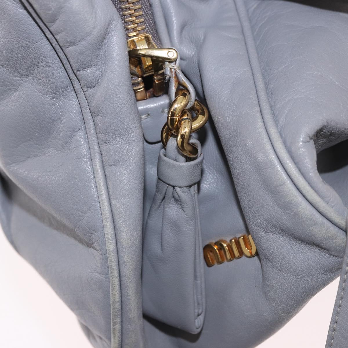 Miu Miu Hand Bag Leather 2way Gray Gold Auth 187651A