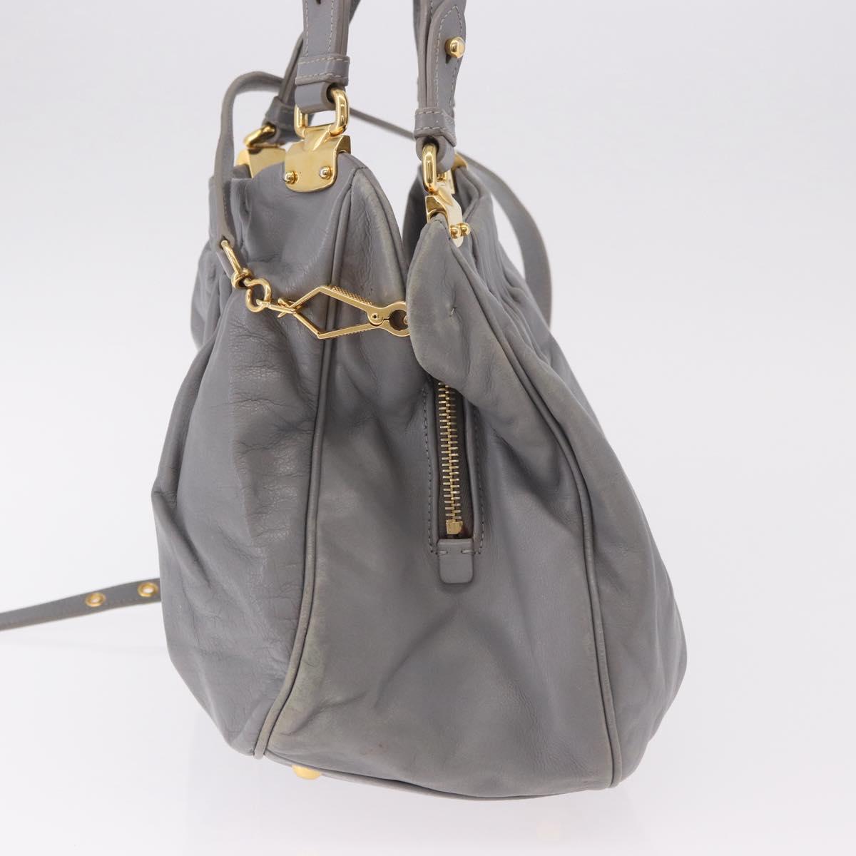 Miu Miu Hand Bag Leather 2way Gray Gold Auth 187651A