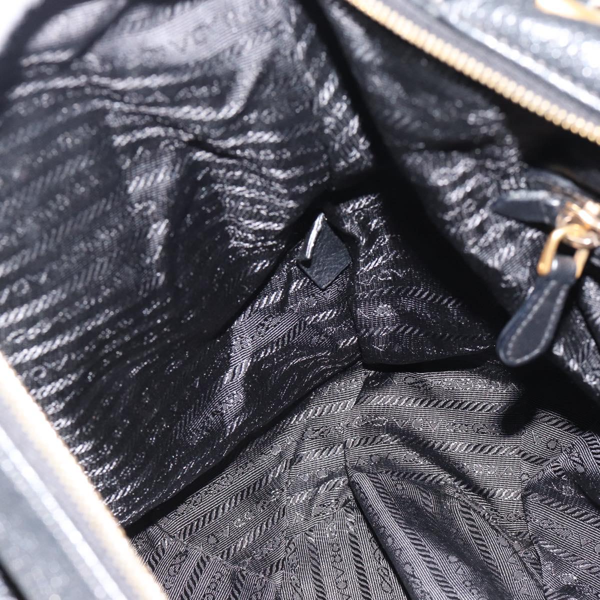 PRADA Tote Bag Leather 2way Black Gold Auth 187654