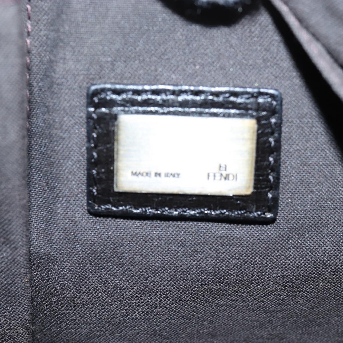 FENDI Zucca Canvas Chain Shoulder Bag Black Brown Auth 187655V
