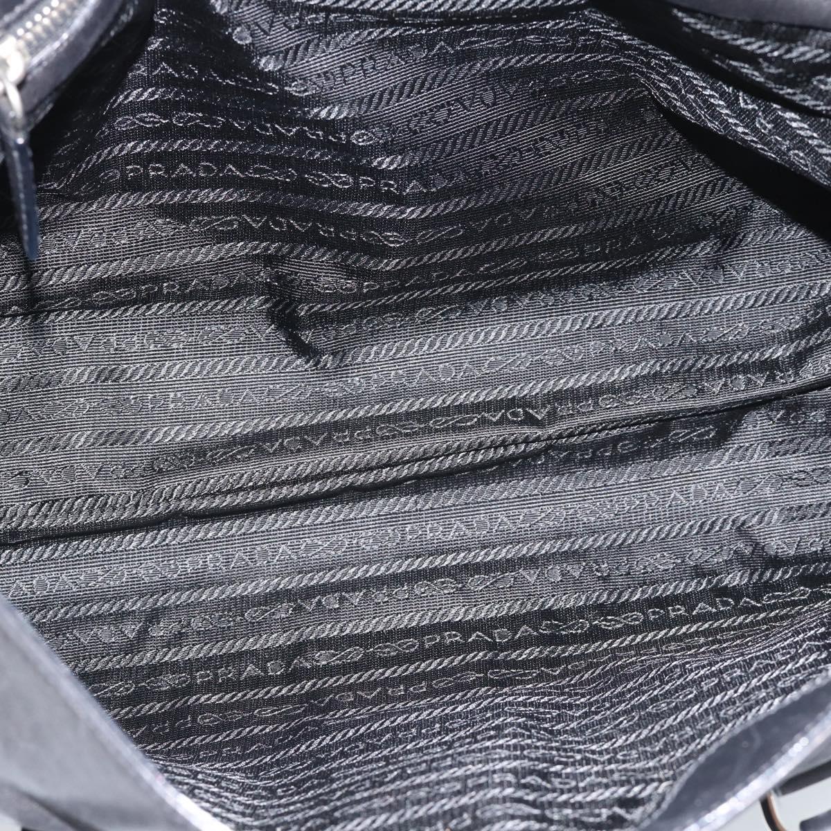 PRADA Tote Bag Leather Black Silver Auth 187659V
