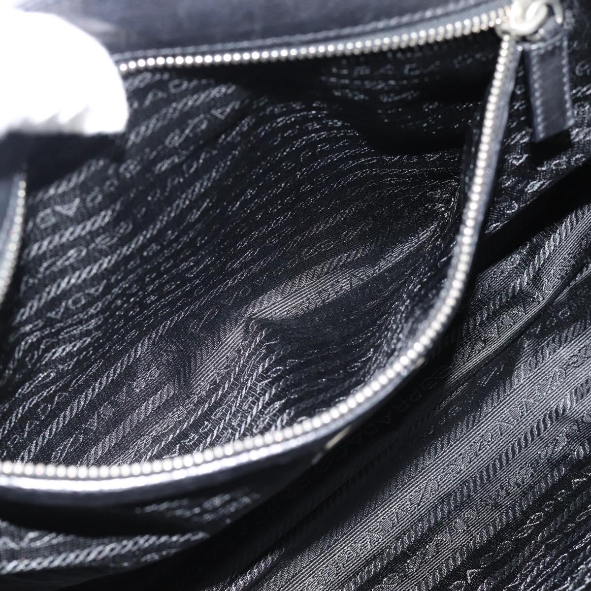 PRADA Tote Bag Leather Black Silver Auth 187659V