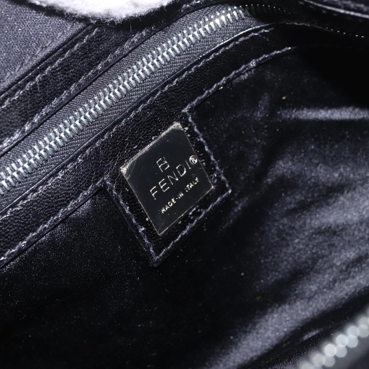 FENDI Mamma Baguette Shoulder Bag Satin Black Silver Auth 187660