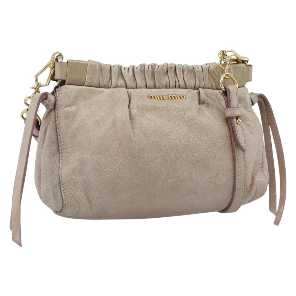 Miu Miu Shoulder Bag Leather Pink Gold Auth 187662