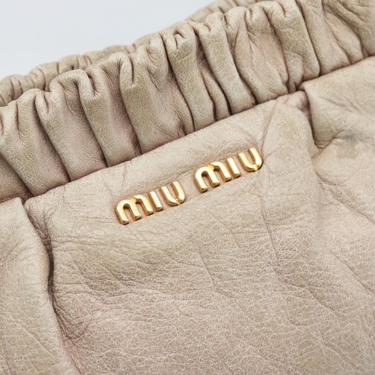 Miu Miu Shoulder Bag Leather Pink Gold Auth 187662
