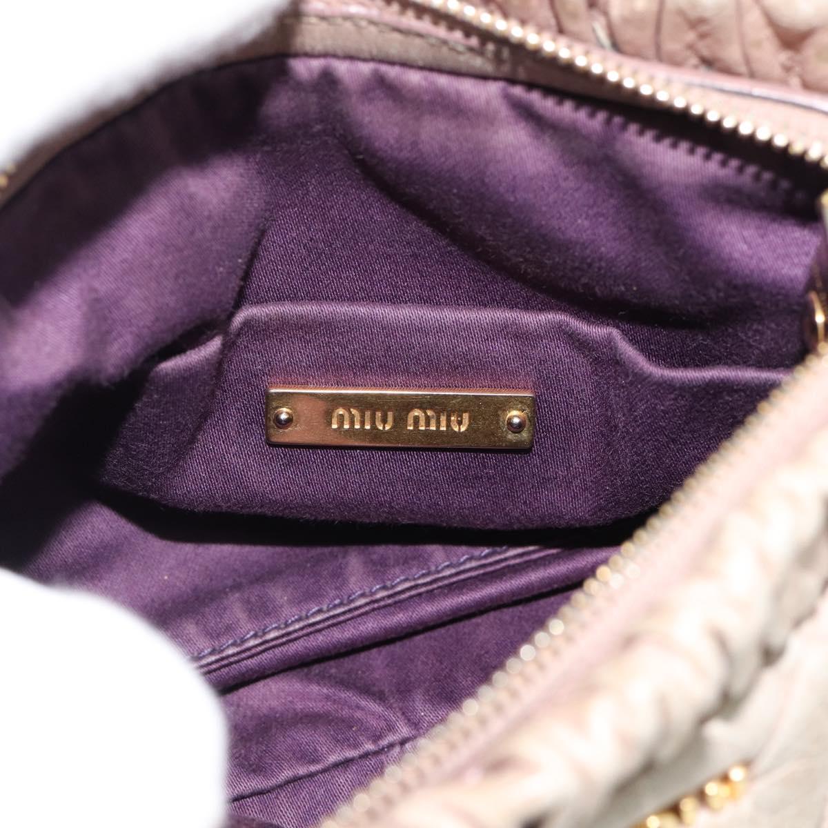Miu Miu Shoulder Bag Leather Pink Gold Auth 187662