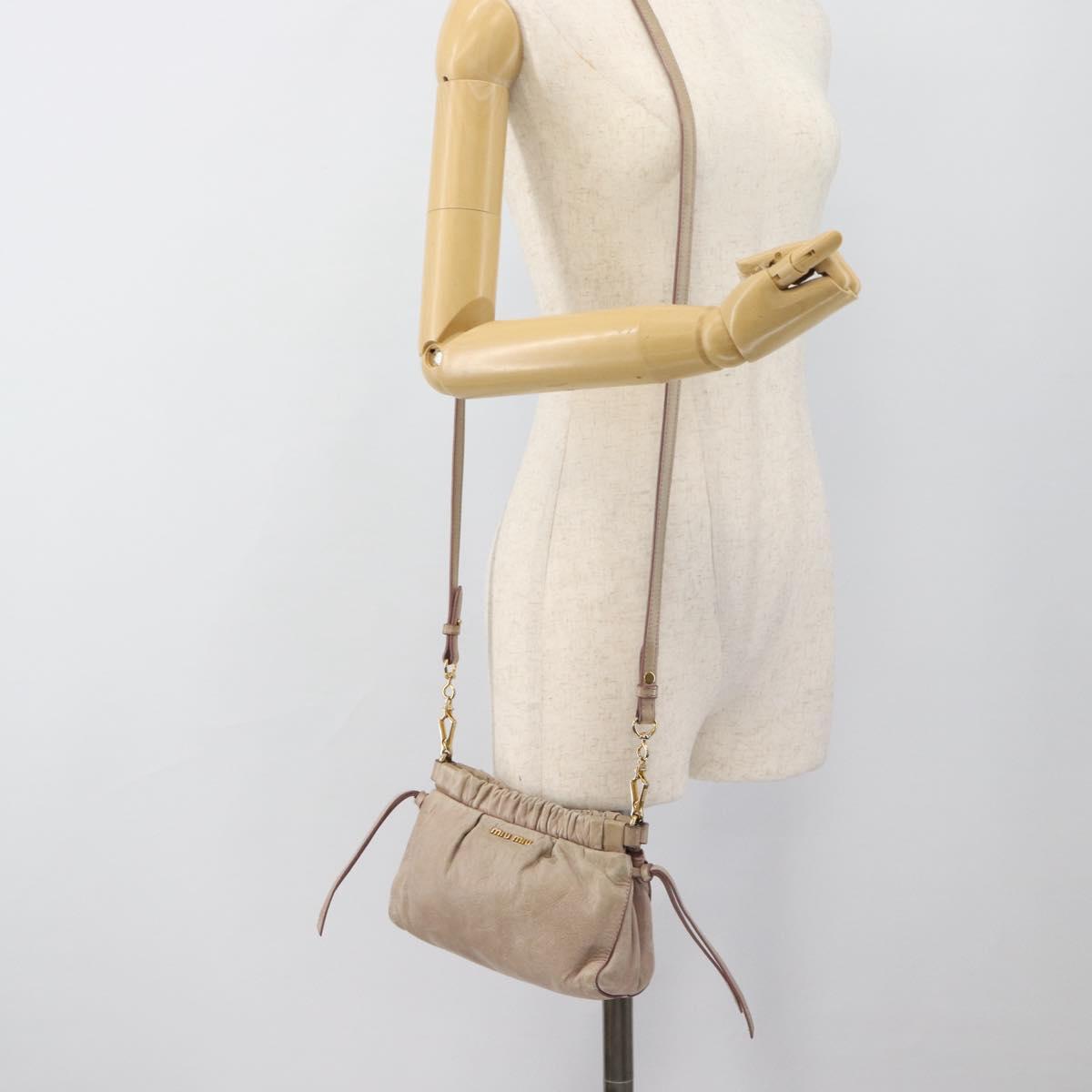 Miu Miu Shoulder Bag Leather Pink Gold Auth 187662