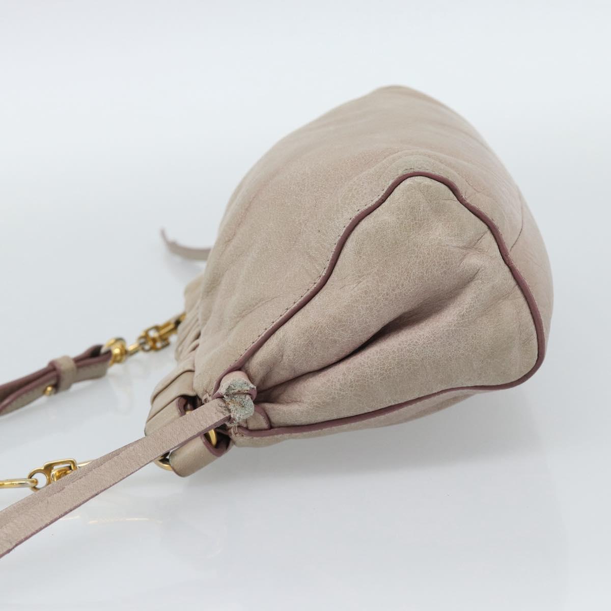 Miu Miu Shoulder Bag Leather Pink Gold Auth 187662