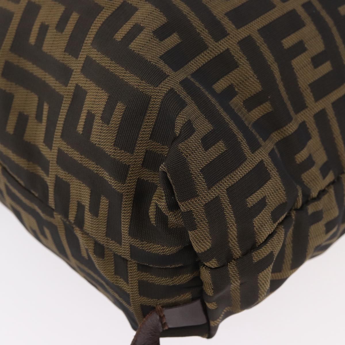 FENDI Zucca Canvas Backpack Nylon Brown Black Auth 187667