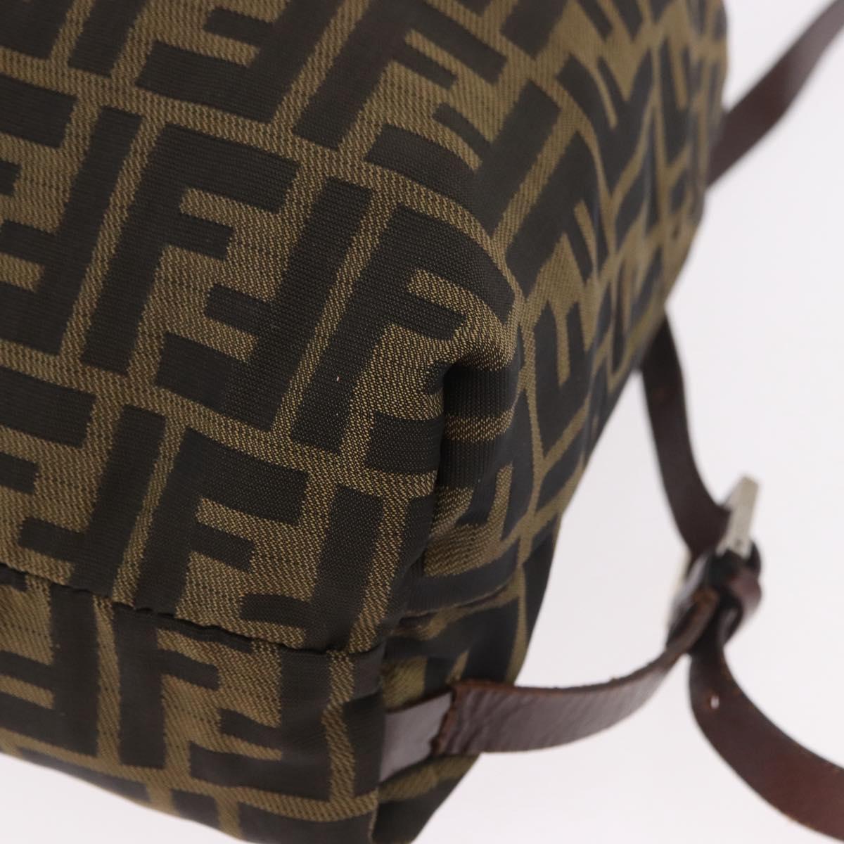 FENDI Zucca Canvas Backpack Nylon Brown Black Auth 187667