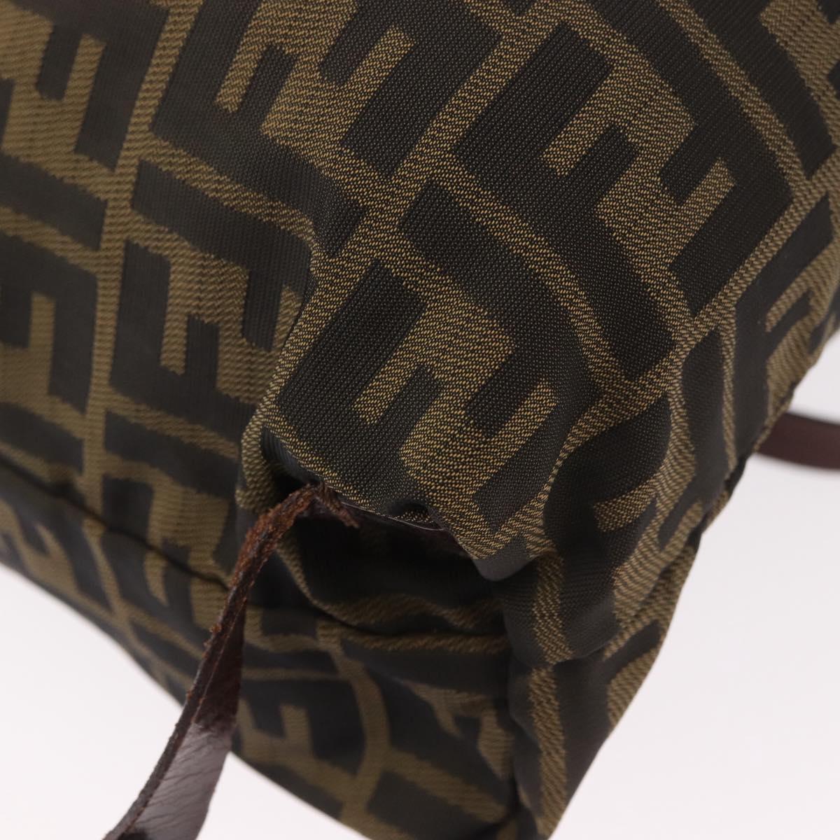 FENDI Zucca Canvas Backpack Nylon Brown Black Auth 187667