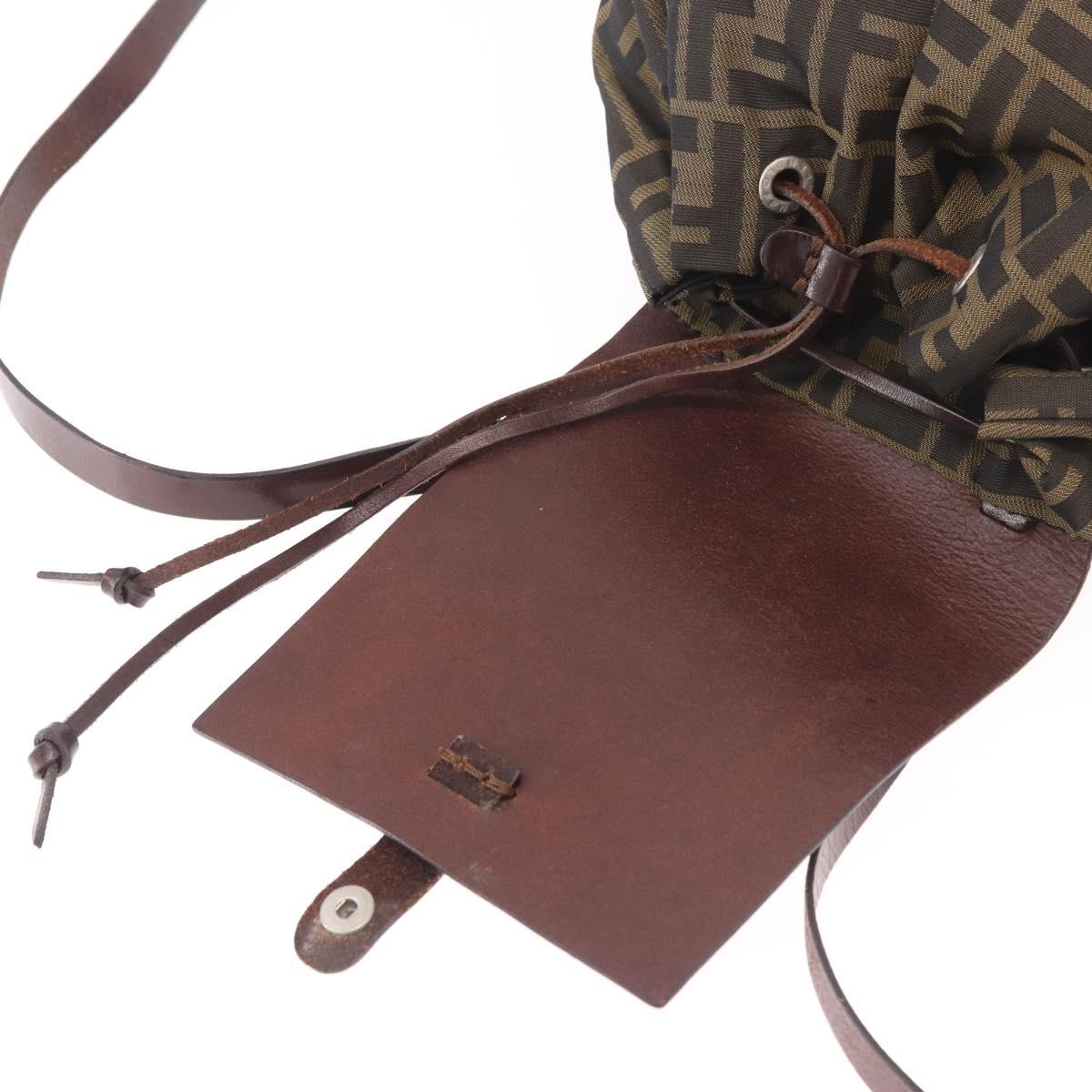 FENDI Zucca Canvas Backpack Nylon Brown Black Auth 187667