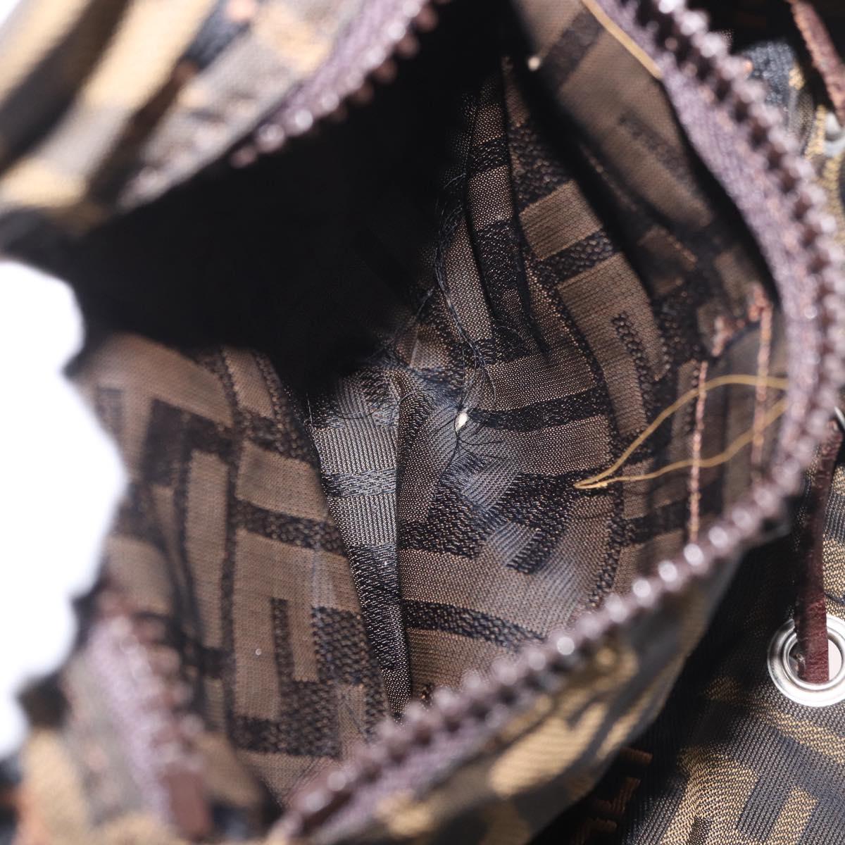 FENDI Zucca Canvas Backpack Nylon Brown Black Auth 187667